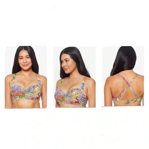 Bleu Rod Beattie Bohemian Paradise Shirred Convertible Bikini Top Size 34DD